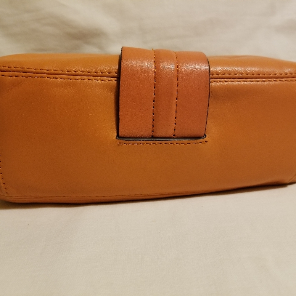 ANN TAYLOR Purse Orange Leather Hobo - Picture 7 of 9
